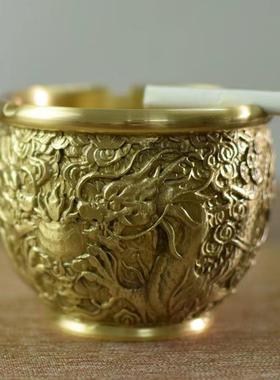 黄铜烟灰缸家用客厅带盖防飞灰办公室车内车载创意个性摆件烟灰缸