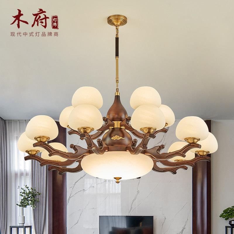 新中式吊灯高级感宋式美学客厅灯别墅大厅主灯中国风全铜实木灯具