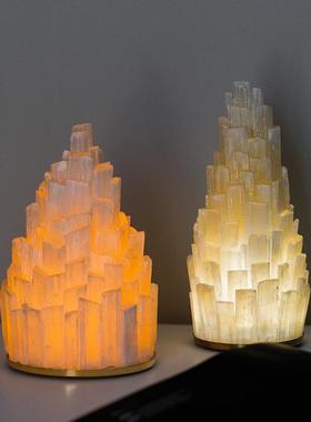 创意膏天石矿简石塔984充电感应小夜灯然卧室台灯客厅氛围灯约现