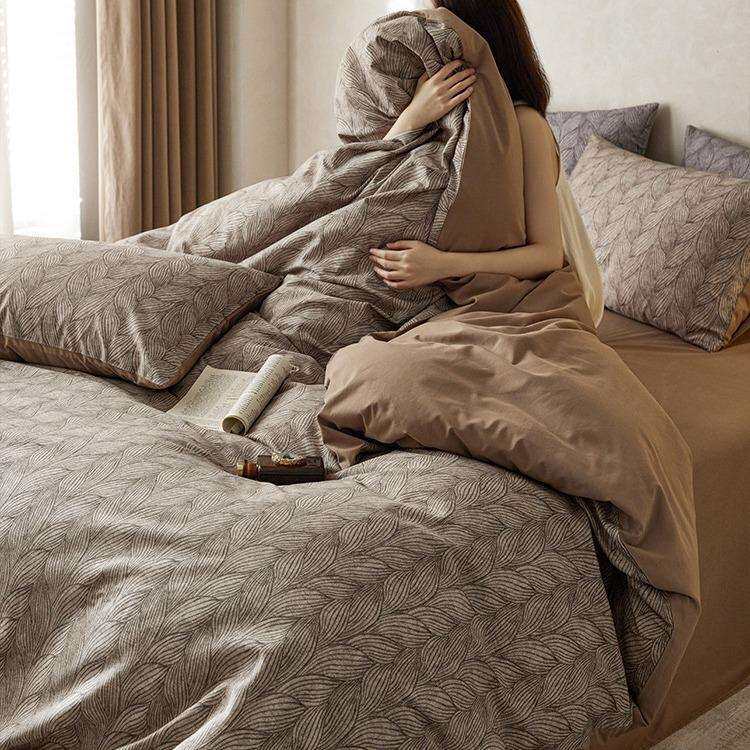 秋冬季简约风陶瓷轻磨毛北欧床上四件套全棉纯棉床单被套裸睡床品