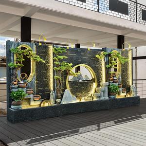 假流水喷泉别墅花园庭屏院户外鱼池水景装饰品XQX水幕墙山断风隔