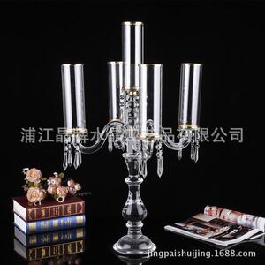 美式餐桌烛台家居样板间金属摆件欧式拆卸水晶蜡烛台工艺饰品厂家