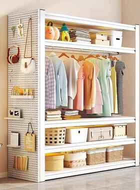 开货放式家金属架衣柜卧室阳HKJ落地组合挂衣架台多层置物架用衣