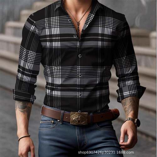 Men's Long Sleeve Casual Shirt, Fashionable Simple Design