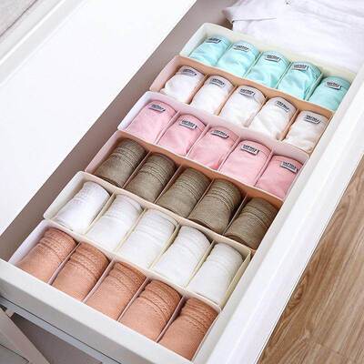 Stackable compartmentalized socks storage box, desktop under