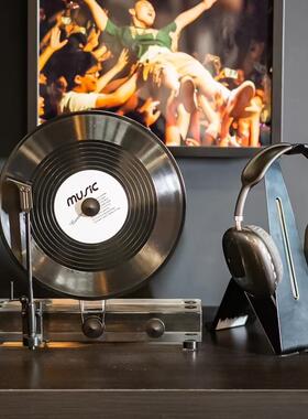 美式复古唱片留声机摆件客厅玄关电视柜酒柜轻奢高档工艺装饰品