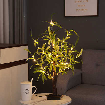 爆款 led圣诞节派对布置橄榄叶装饰灯感恩节室内活动景观树灯