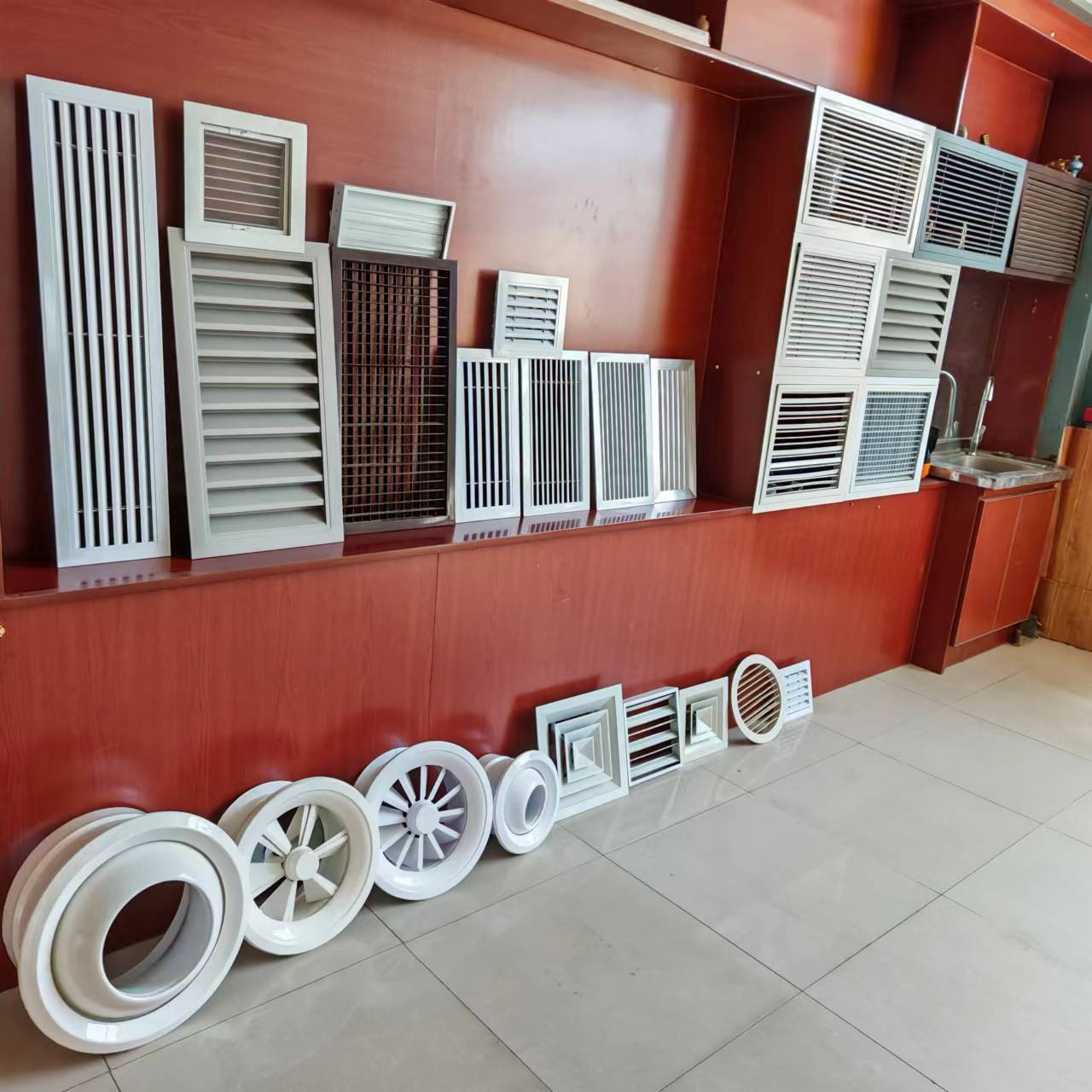 空调出风口铝合金百叶窗单层百叶双层百叶回风口外墙固定防雨百