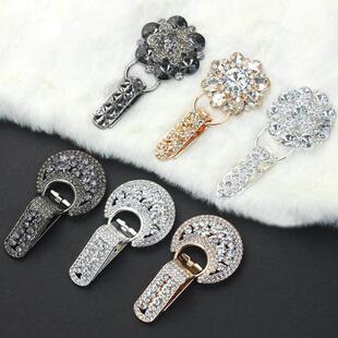 水钻领扣貂皮大衣装 配件 饰搭扣水貂皮草对扣鸭嘴扣纽扣扣子女装