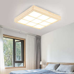 日式吸顶灯原木led卧室灯方形实木榻榻米北欧民宿酒店书房客厅灯