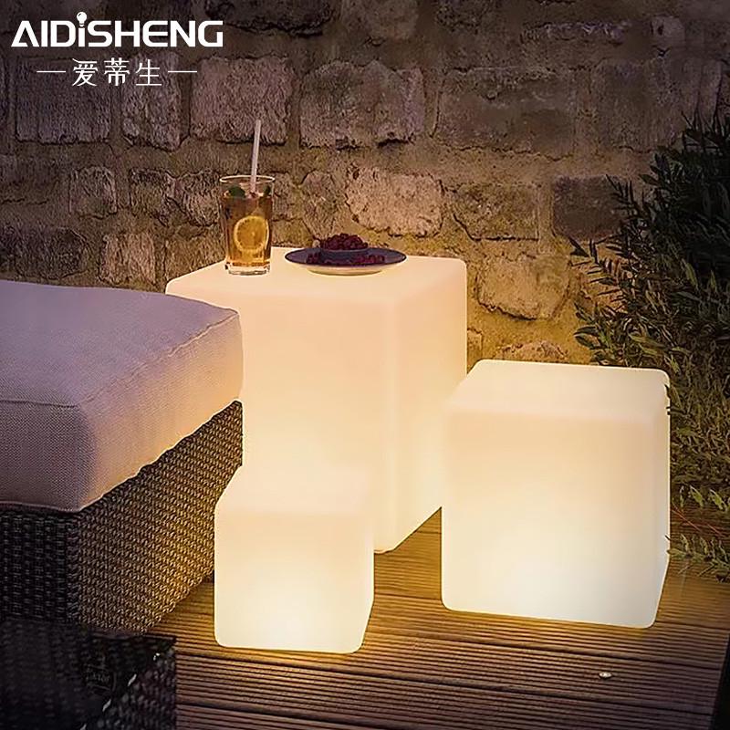 太阳能户外庭院灯发光立方体布置摆设方灯防水露台花园布置装饰灯