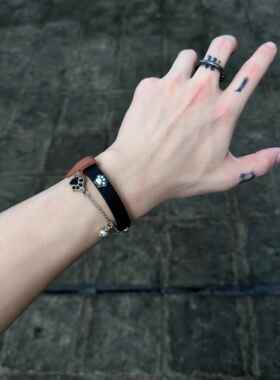 小猫爪小狗爪印手錬流苏炼条甜酷情侣手环饰品配饰生日礼物送朋友