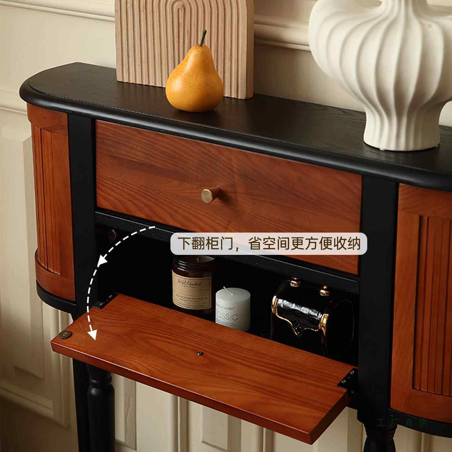 法型式复古实木玄关985柜户过家用走廊道小储物柜中古风感置物架