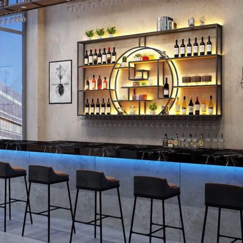 商用店铺壁挂酒架置物架新中式靠墙酒柜白红酒架餐厅酒水饮料展示