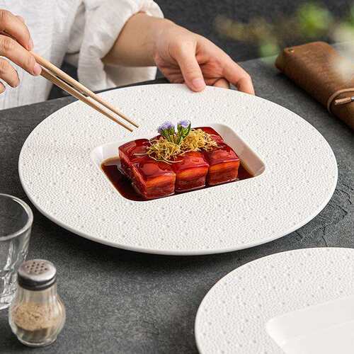 流星雨陶瓷漂亮盘子家用菜盘西餐盘意境菜餐具内方外圆小吃凉菜盘