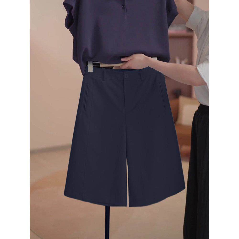 慵懒风米白色薄款五分西装短裤女夏季新款爆款外穿休闲a字阔腿裤