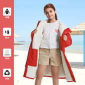 儿童舒棉绒浴袍斗篷披风连帽浴巾防水加绒家居户外游泳防风保暖