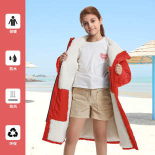 儿童舒棉绒浴袍斗篷披风连帽浴巾防水加绒家居户外游泳防风保暖