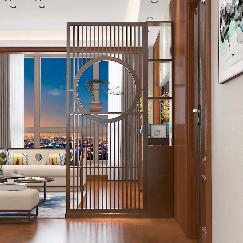 新中式实木屏风家用客厅博古架镂空装饰座屏小户型民宿入户隔断墙