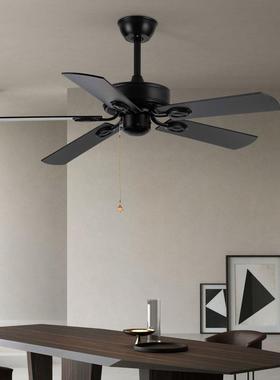 美式风扇客灯厅餐厅复木叶音卧室吊扇灯古家用一42-FXB65静体吊灯