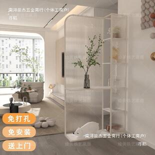 进门客厅玄现关屏沙代柜483发入户对门水纹玻璃隔断置物架