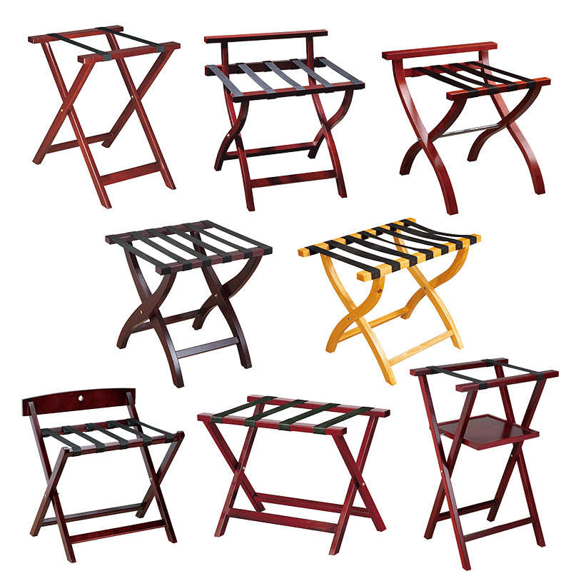 工厂实木行李架不锈钢豪华酒店实木行李架宾馆客房置物架箱包架