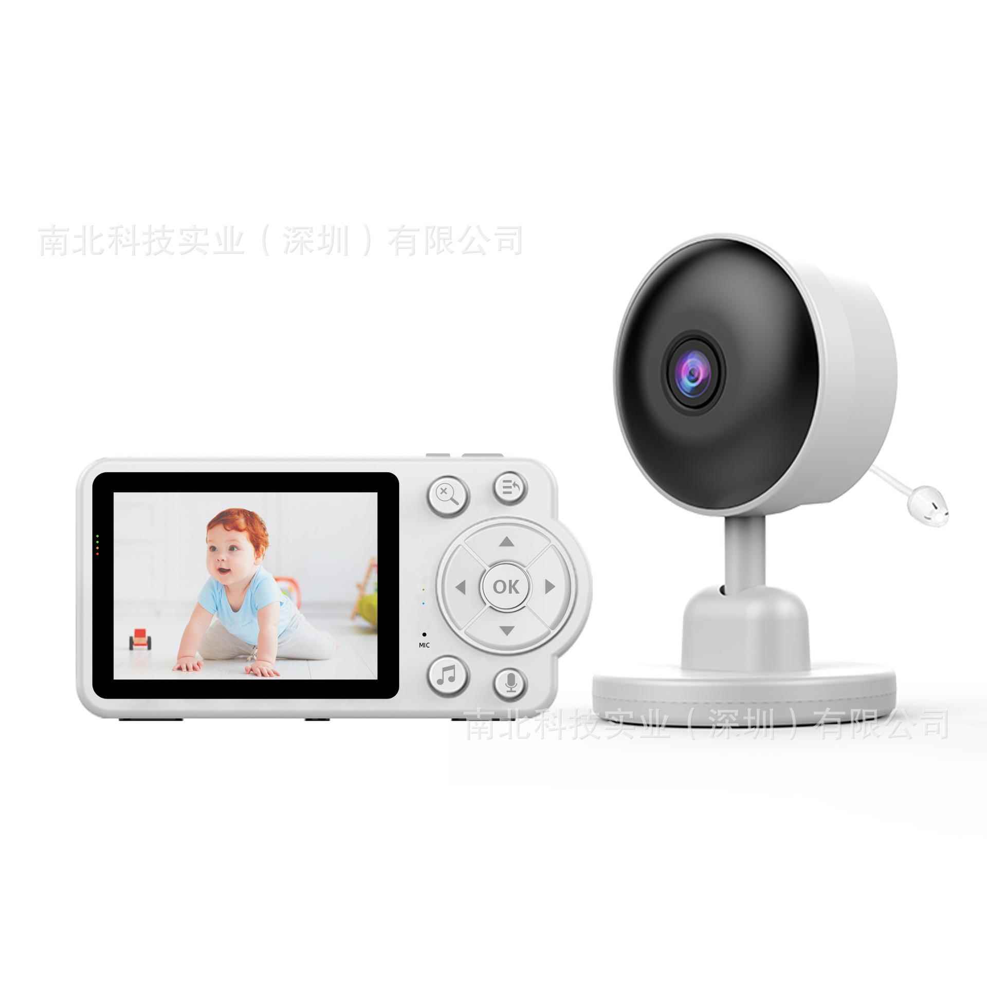 厂家直销南北无线婴儿监护器远程监控双向对讲哭声报警温度检测