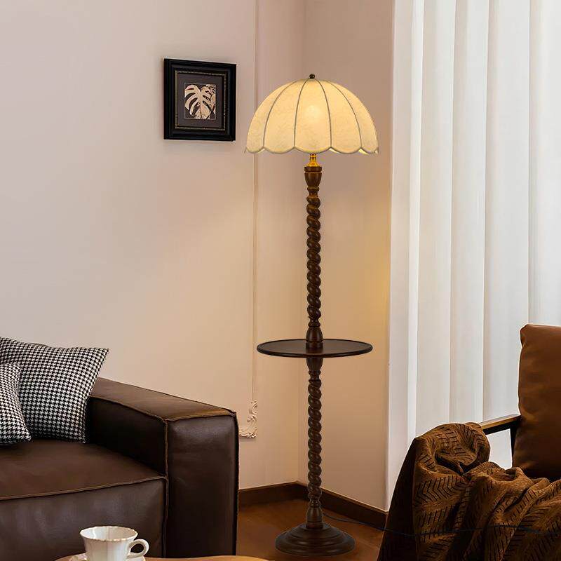 中古风落地灯置物一体灯创意氛围感沙发旁卧室床头灯中山灯具L535