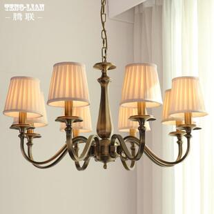 楼灯具 房间复式 美式 客厅复古全铜吊灯高端别墅大厅卧室灯简约欧式