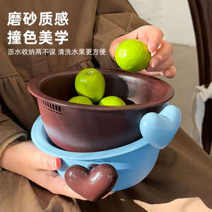 水果碗滤水篮餐具水果收纳筐客厅茶几家用水果盘 洗水果沥水篮新款