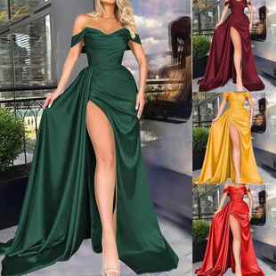 sexy one dress Banquet slit high host shoulder party