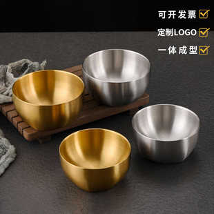 304不锈钢双层隔热米饭碗 韩式 儿童吃饭喝汤家用碗甜品料理泡菜碗