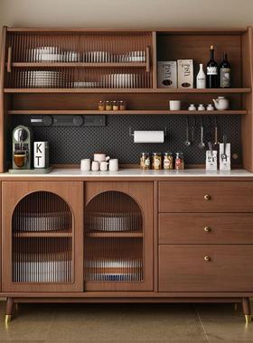 XMA漫市家具餐边柜榆木实木板餐厅柜子红白色2205新网款靠墙柜奶