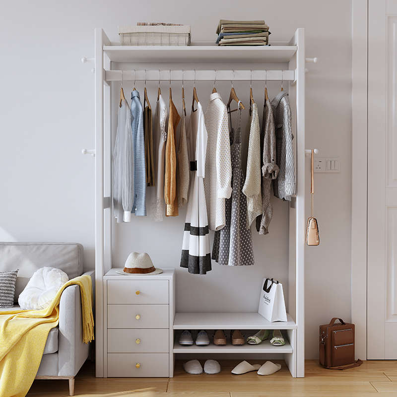 实木衣帽架落地卧室家用挂衣架鞋架一体多功能客厅玄关入户衣架