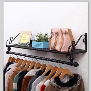 铁艺服装店衣架展示架上墙侧挂壁挂衣服货架墙上挂衣架中岛上墙架
