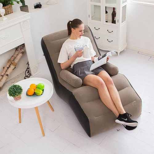 厂家直销工厂新款充气懒人沙发 户外便携植绒沙发办公午休床居家