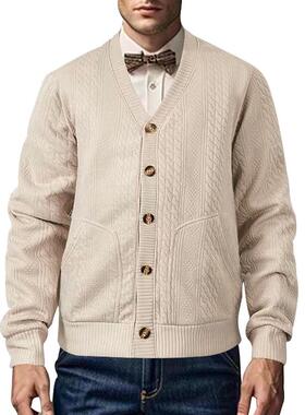Men's cardigan buttoned knit jacket