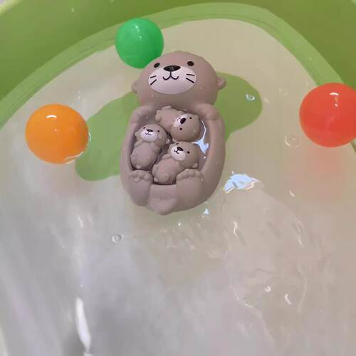 跨境浴室水獭戏水漂浮动物玩具婴幼儿沐浴洗澡玩具套装套装