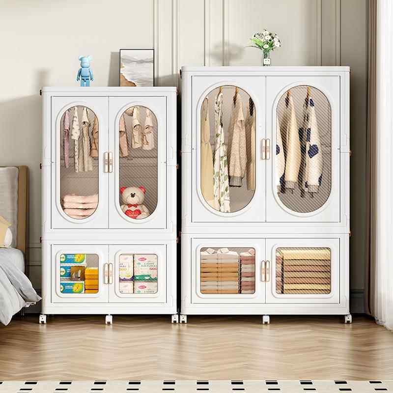 奶油风家居隔柜纳子免安简易衣FST柜分层板塑料装折叠收衣柜储物
