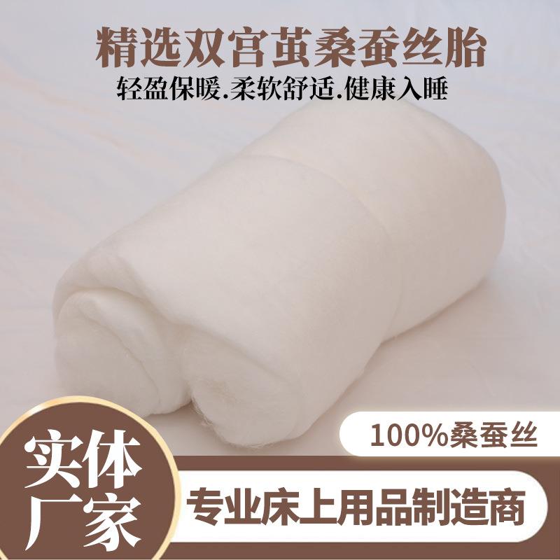 桐乡蚕丝厂家 双宫茧丝胎被芯 桑蚕丝光胎裸丝胎 原料加工