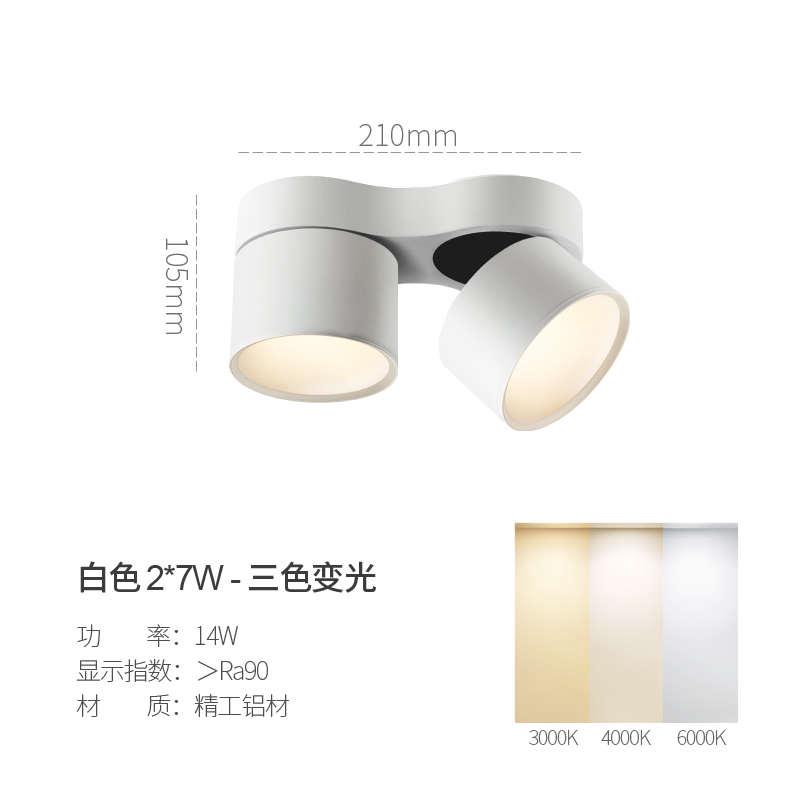 明装双头筒灯led天花单灯斗胆灯豆胆灯格栅灯吸顶吊顶可折叠射灯