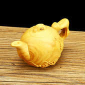 小叶黄杨木木雕手把件喜上眉梢茶壶茶宠把玩件实木 雕刻工艺品