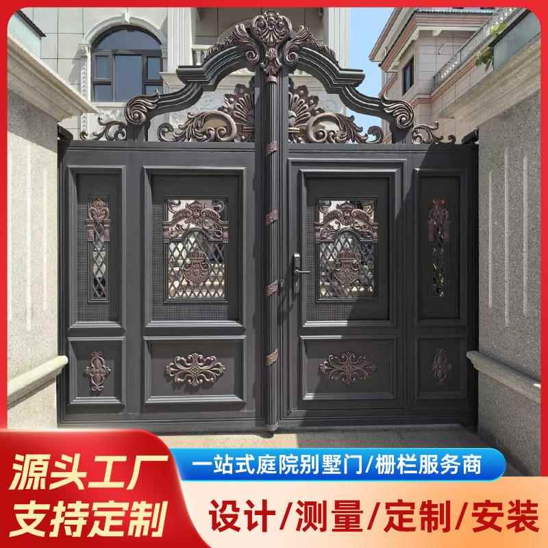 欧式铝合金入户门别墅门农村自建房庭院大门围墙门别墅防盗双开门