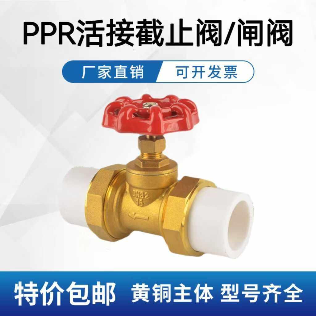 PPR停止阀双活接黄铜PPR闸阀4分20自来水管热熔6分25阀门开 关1寸