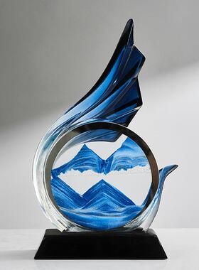 透明树风新生水起流沙SHBH3187画中式创意摆件家居装饰脂电视柜柜