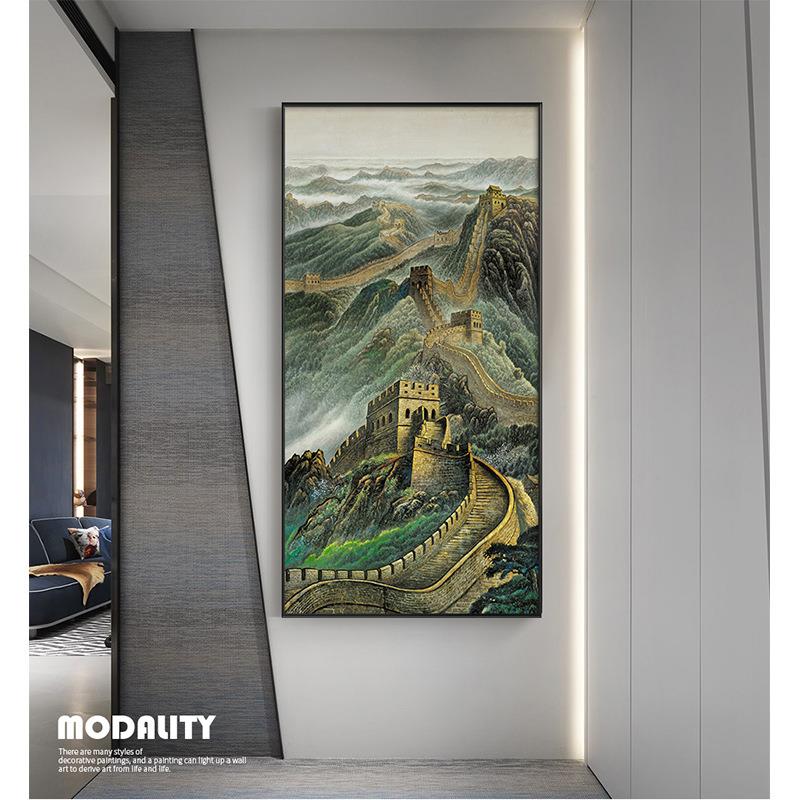 新中头入酒户玄关装饰式画竖版大气万里长城走廊JSL-290尽挂画店