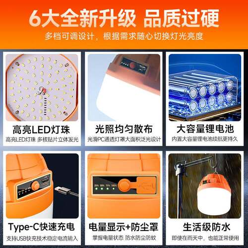 充电照明led灯超亮市985摊灯泡大容量夜超长航户外续摆野露营应急