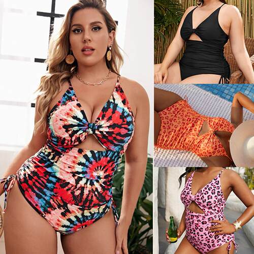 Women's one-piece printed swimsuit plus size