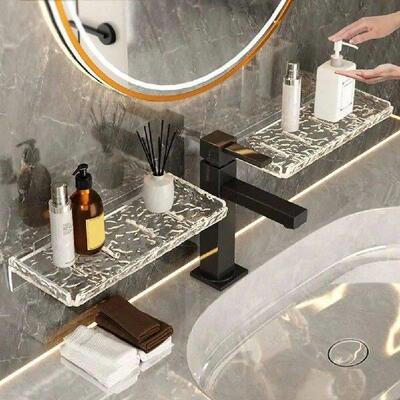 Durable Shower Caddy Acrylic Ripple Bathroom Storage Rack
