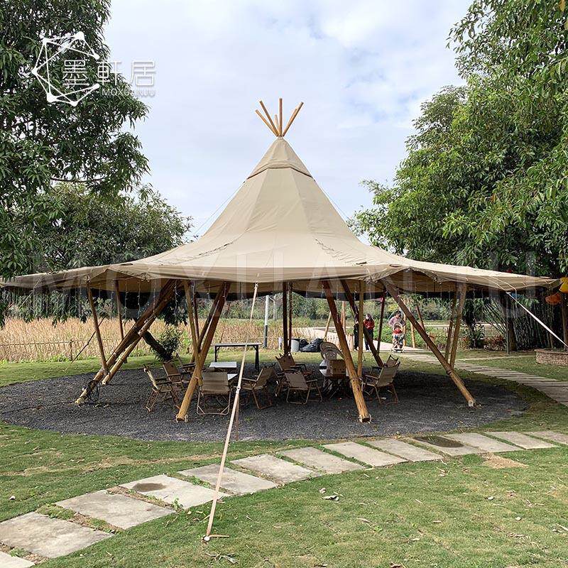 40人实木户外金字塔帐篷印第安tipi帐蓬大型咖啡厅露营晚会tent